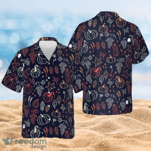 Thanksgiving Elegant Pumpkin Autumn Fall Good Thanksgiving Gifts Full Over Print Hawaiian Shirt Product Photo 1