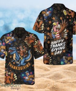 Thanksgiving Gifts Turkey Riding Dinosaur Happy Thanksgiving Day Full Over Print Hawaiian Shirt