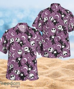 The Nightmare Skeleton Crescent Moon Halloween Purple Shirt Full Over Print Hawaiian Shirt