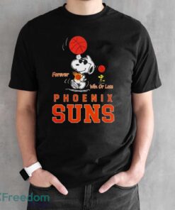 The Peanuts Snoopy And Woodstock Forever Win Or Lose Phoenix Suns 2024 Shirt - Black Unisex T-Shirt