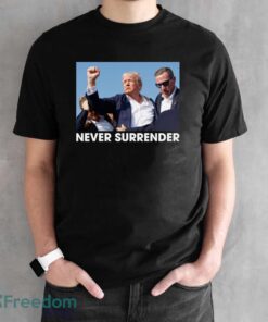 Trump Shot - Donald Trump 2024 Never Surrender - Trump 2024 Election Gifts Shirt - Black Unisex T-Shirt