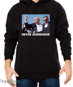 Trump Shot - Donald Trump 2024 Never Surrender - Trump 2024 Election Gifts Shirt - Men Black Hoodie