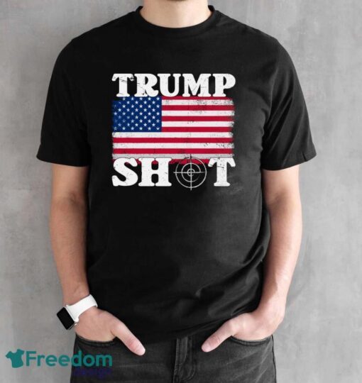 Trump Shot Usa Flag Shirt - Black Unisex T-Shirt