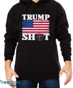 Trump Shot Usa Flag Shirt - Men Black Hoodie