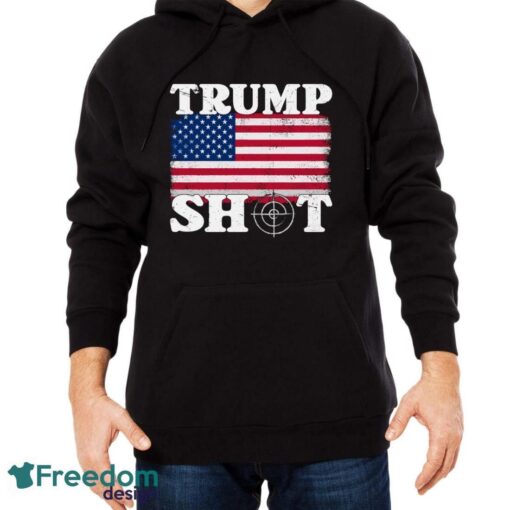 Trump Shot Usa Flag Shirt - Men Black Hoodie