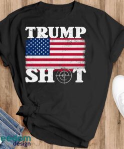 Trump Shot Usa Flag Shirt - Black T-Shirt