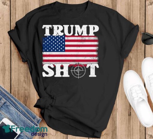 Trump Shot Usa Flag Shirt - Black T-Shirt