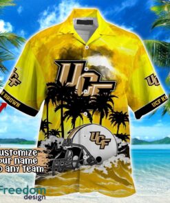 UCF Knights NCAA Hawaiian Shirt Coconut Tree Waves Beach Hawaii Shirt Custom Name For Fans Product Photo 2