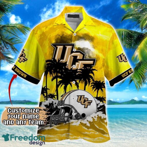 UCF Knights NCAA Hawaiian Shirt Coconut Tree Waves Beach Hawaii Shirt Custom Name For Fans Product Photo 2