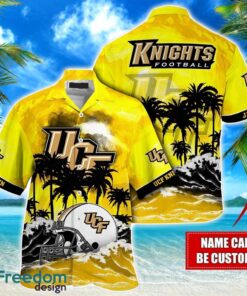 UCF Knights NCAA Hawaiian Shirt Coconut Tree Waves Beach Hawaii Shirt Custom Name For Fans Product Photo 1