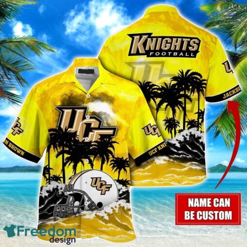 UCF Knights NCAA Hawaiian Shirt Coconut Tree Waves Beach Hawaii Shirt Custom Name For Fans Product Photo 1