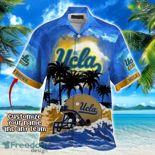 UCLA Bruins NCAA Hawaiian Shirt Coconut Tree Waves Beach Hawaii Shirt Custom Name For Fans Product Photo 2