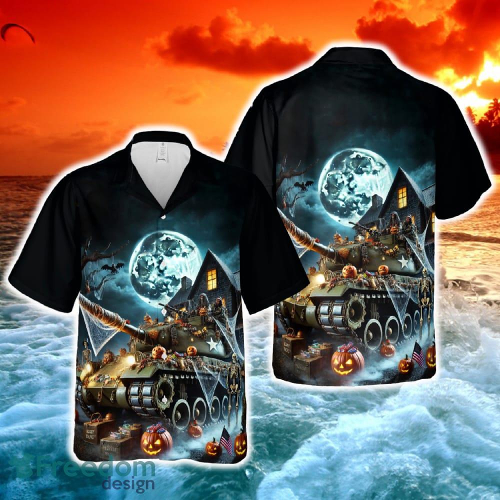 US Army Tank Halloween Hawaiian Shirt image US Army Tank Halloween Hawaiian Shirt - US Army Tank Halloween Hawaiian Shirt-1