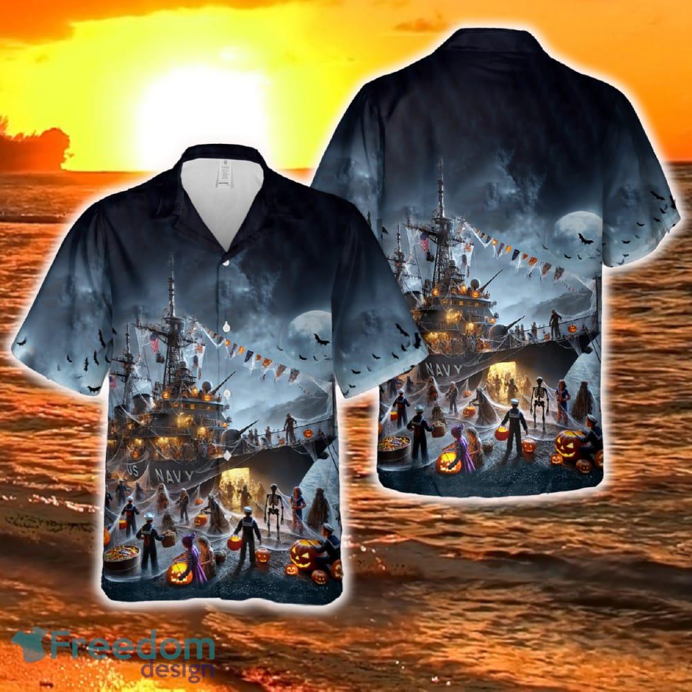 US Navy Ships Halloween Hawaiian Shirt image US Navy Ships Halloween Hawaiian Shirt - US Navy Ships Halloween Hawaiian Shirt-1
