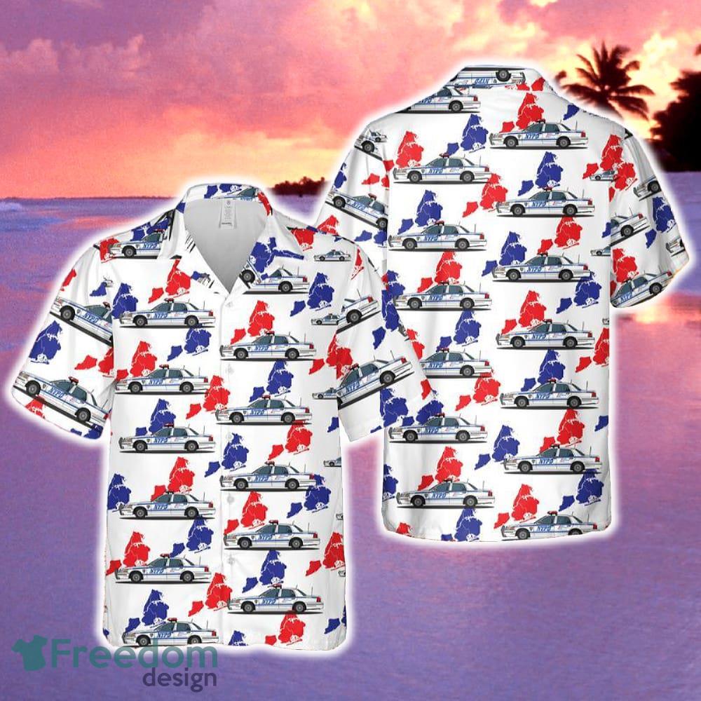 US NYPD Police Car 4th of July Hawaiian Shirt Tropical Summer - US NYPD Police Car 4th of July Hawaiian Shirt Tropical Summer