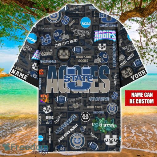 Utah State Aggies Logo Hawaiian Shirt For Fans Trending Beach Shirt Custom Name Product Photo 2