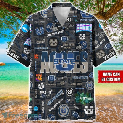 Utah State Aggies Logo Hawaiian Shirt For Fans Trending Beach Shirt Custom Name Product Photo 1