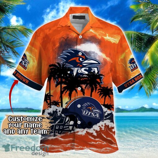 UTSA Roadrunners NCAA Hawaiian Shirt Coconut Tree Waves Beach Hawaii Shirt Custom Name For Fans Product Photo 2