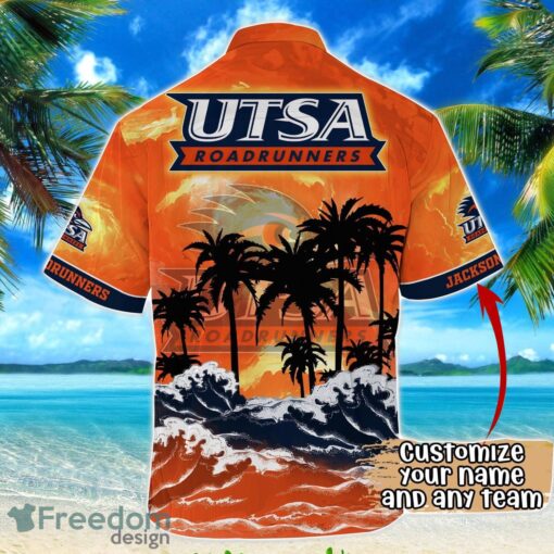 UTSA Roadrunners NCAA Hawaiian Shirt Coconut Tree Waves Beach Hawaii Shirt Custom Name For Fans Product Photo 3