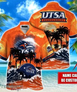 UTSA Roadrunners NCAA Hawaiian Shirt Coconut Tree Waves Beach Hawaii Shirt Custom Name For Fans Product Photo 1