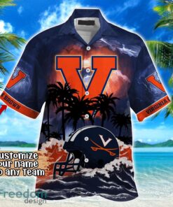 Virginia Cavaliers NCAA Hawaiian Shirt Coconut Tree Waves Beach Hawaii Shirt Custom Name For Fans Product Photo 2