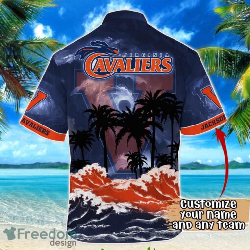 Virginia Cavaliers NCAA Hawaiian Shirt Coconut Tree Waves Beach Hawaii Shirt Custom Name For Fans Product Photo 3