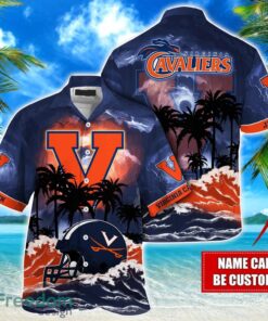 Virginia Cavaliers NCAA Hawaiian Shirt Coconut Tree Waves Beach Hawaii Shirt Custom Name For Fans Product Photo 1