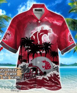 Washington State Cougars NCAA Hawaiian Shirt Coconut Tree Waves Beach Hawaii Shirt Custom Name For Fans Product Photo 2