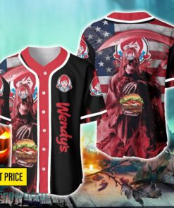 Wendys Usa Flag Flame Death Hodling Halloween Baseball Jersey Shirt For Fans