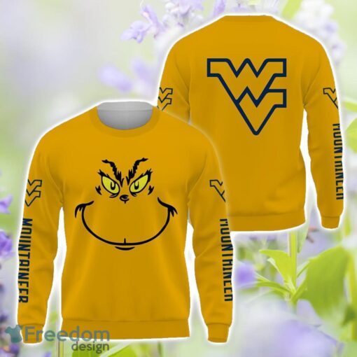 West Virginia Mountaineers Grinch Face All Over Printed 3D T-Shirt Sweatshirt Hoodie Product Photo 2