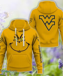 West Virginia Mountaineers Grinch Face All Over Printed 3D T-Shirt Sweatshirt Hoodie