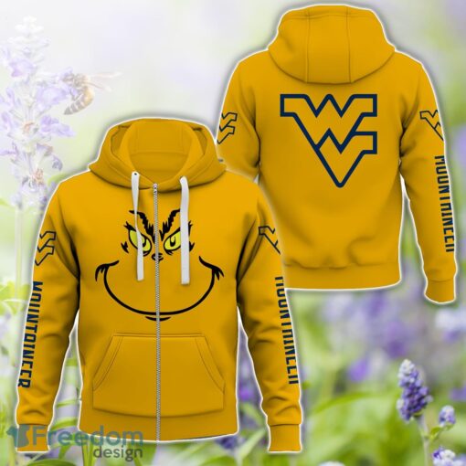 West Virginia Mountaineers Grinch Face All Over Printed 3D T-Shirt Sweatshirt Hoodie Product Photo 4