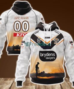 Wests Tigers ANZAC Jerseys NRL Personalized Hoodie 3D All Over Print New