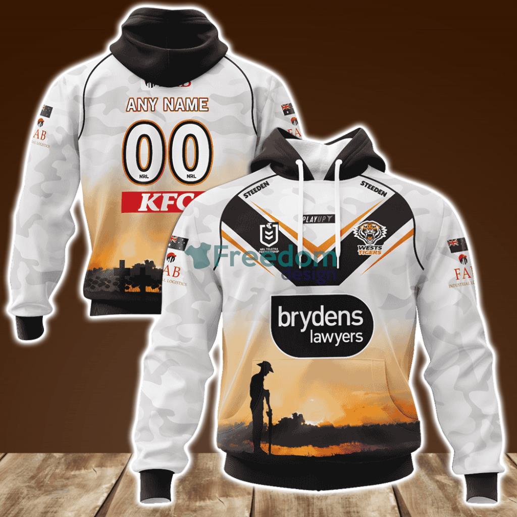 Wests Tigers ANZAC Jerseys NRL Personalized Hoodie 3D All Over Print New image Wests Tigers ANZAC Jerseys NRL Personalized Hoodie 3D All Over Print New Product Photo 1