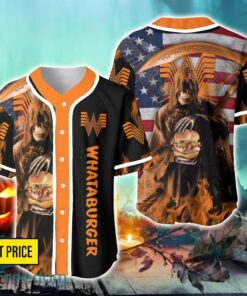 Whataburger Usa Flag Flame Death Hodling Halloween Baseball Jersey Shirt For Fans