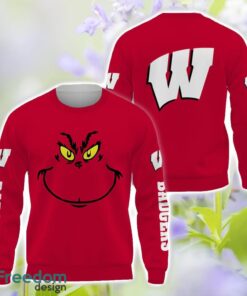 Wisconsin Badgers Grinch Face All Over Printed 3D T-Shirt Sweatshirt Hoodie Product Photo 2