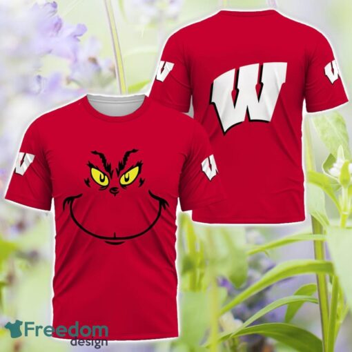 Wisconsin Badgers Grinch Face All Over Printed 3D T-Shirt Sweatshirt Hoodie Product Photo 3