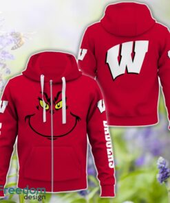 Wisconsin Badgers Grinch Face All Over Printed 3D T-Shirt Sweatshirt Hoodie Product Photo 4