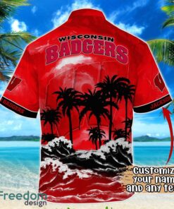 Wisconsin Badgers NCAA Hawaiian Shirt Coconut Tree Waves Beach Hawaii Shirt Custom Name For Fans Product Photo 3