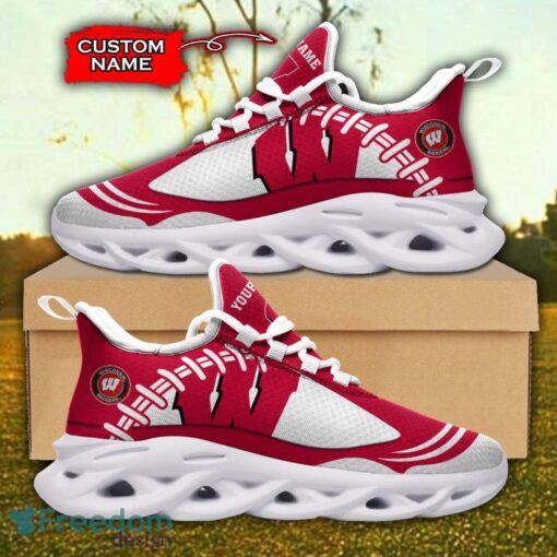 Wisconsin Badgers NCAA Max Soul Shoes Big Logo And Custom Name Sneakers For Men Women Product Photo 2