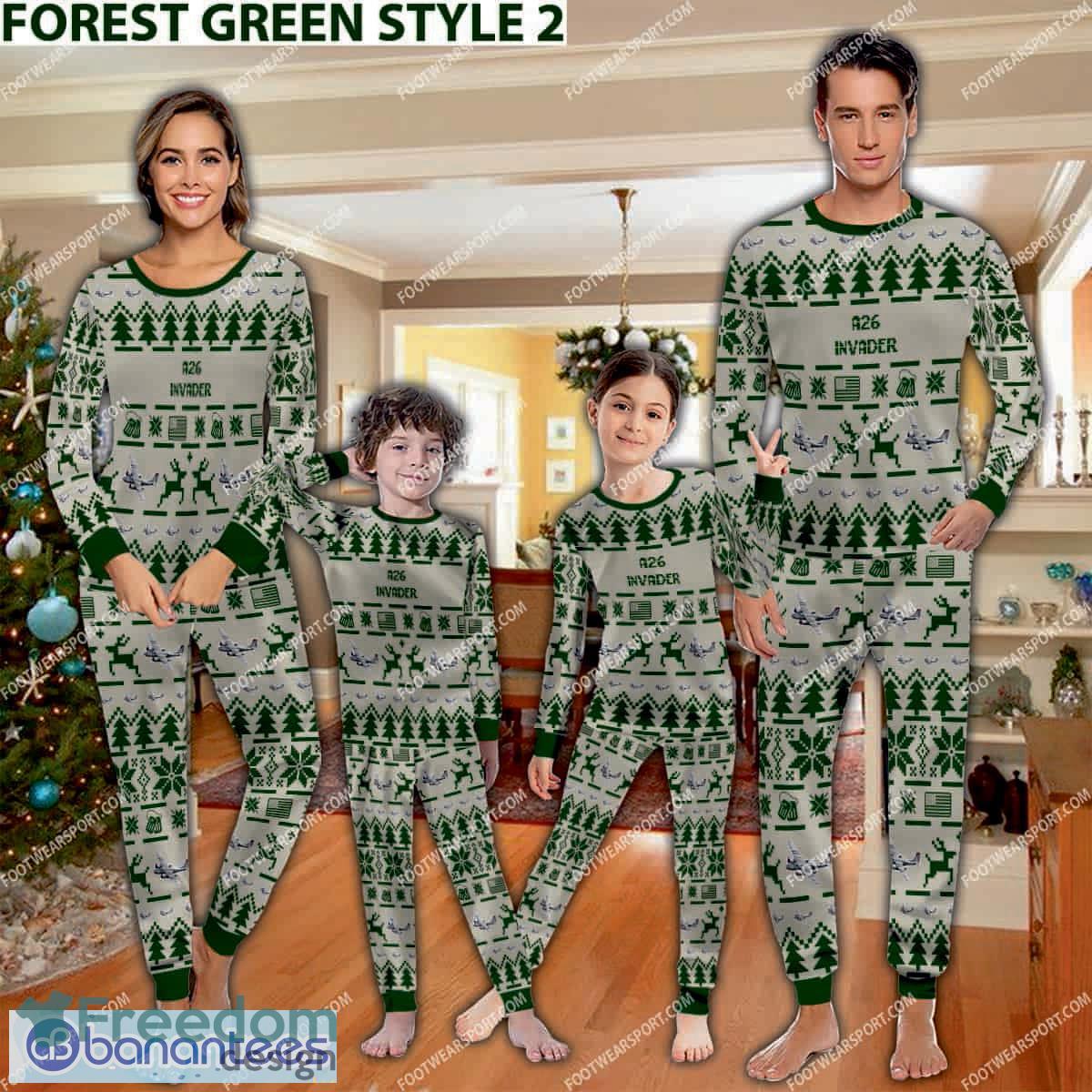 a26-invader-aircraft-pajamas-set-gift-for-family-christmas-1.jpg A26 Invader Aircraft Pajamas Set Gift For Family Christmas - A26 Invader Aircraft Pajamas Set Family Photo Green