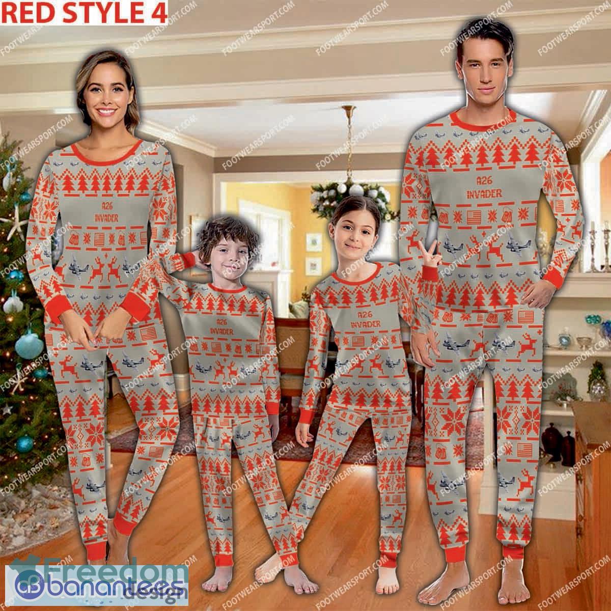 a26-invader-aircraft-pajamas-set-gift-for-family-christmas-3.jpg A26 Invader Aircraft Pajamas Set Gift For Family Christmas - A26 Invader Aircraft Pajamas Set Family Photo Red