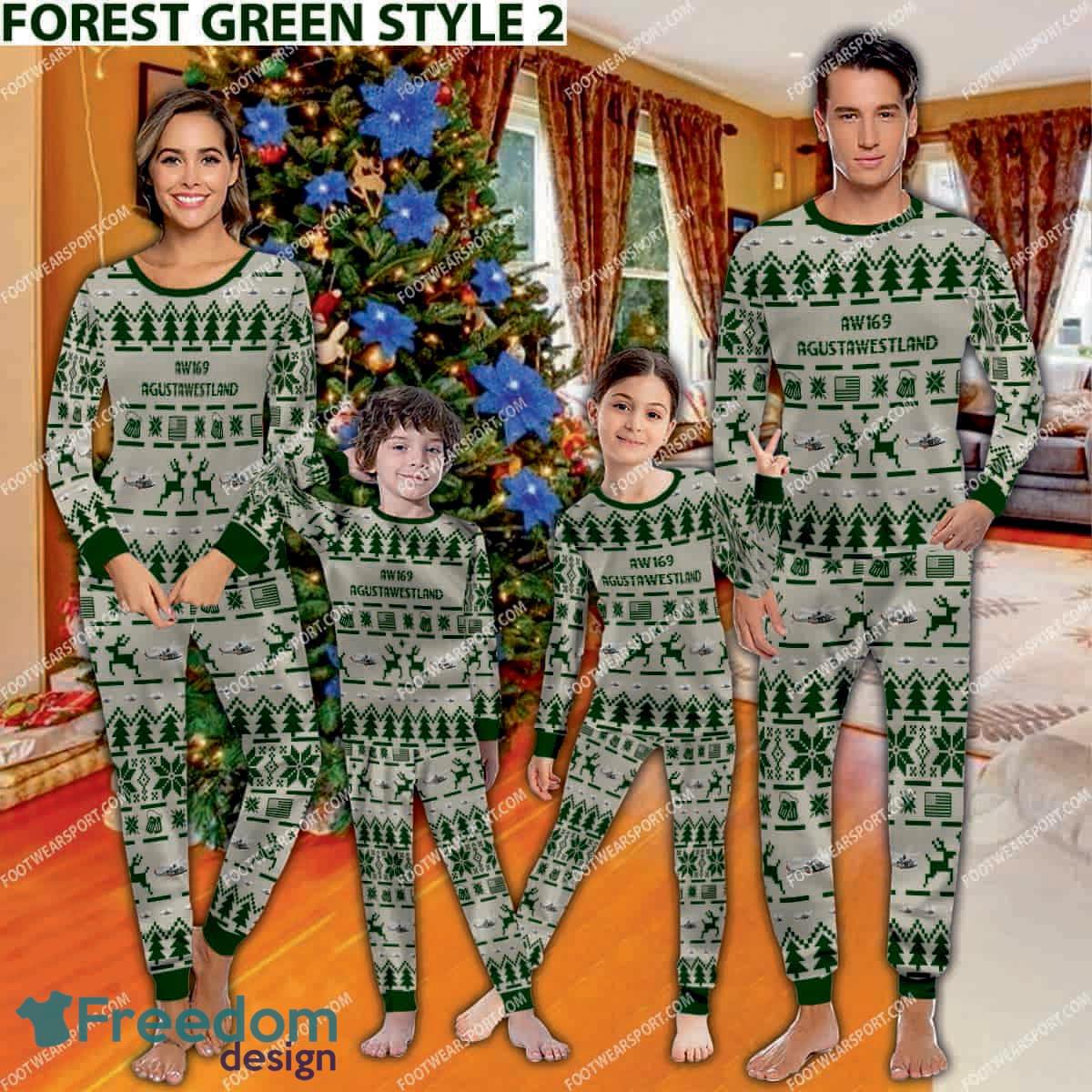 AgustaWestland AW169 Aircraft Pajamas Set Family Men Women Children Christmas image AgustaWestland AW169 Aircraft Pajamas Set Family Men Women Children Christmas - AgustaWestland AW169 Aircraft Pajamas Set Family Photo Green