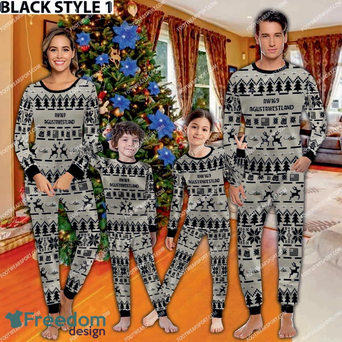 AgustaWestland AW169 Aircraft Pajamas Set Family Men Women Children Christmas image AgustaWestland AW169 Aircraft Pajamas Set Family Men Women Children Christmas - AgustaWestland AW169 Aircraft Pajamas Set Family Photo Black