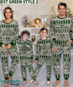 AgustaWestland AW189 Aircraft Pajamas Set Family Gift For Family Christmas - AgustaWestland AW189 Aircraft Pajamas Set Family Photo Green