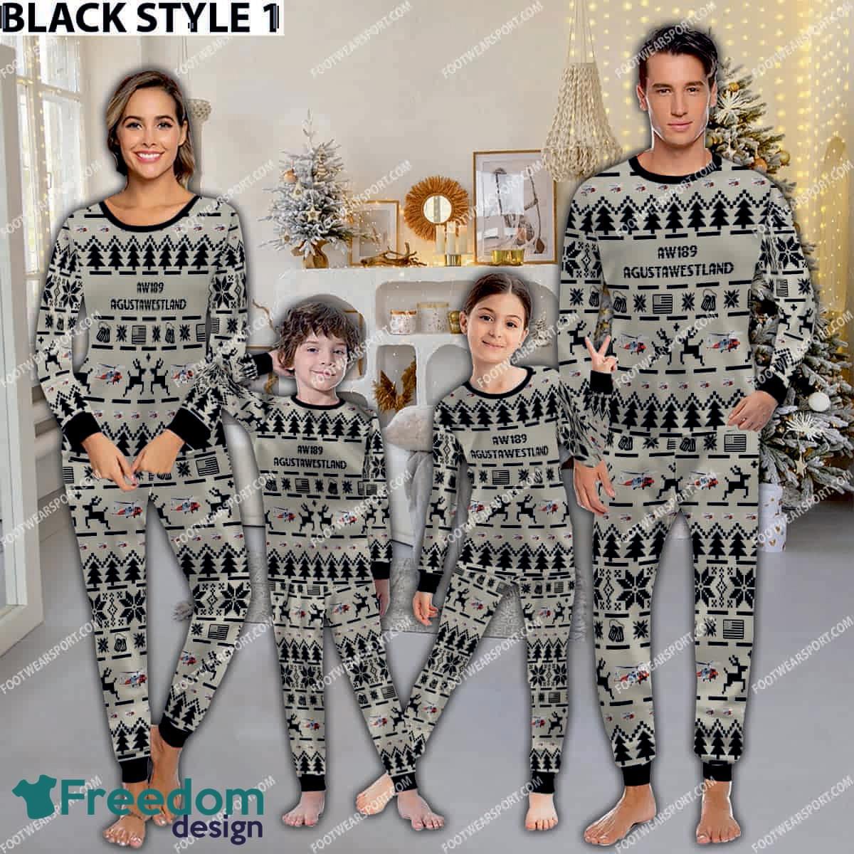 AgustaWestland AW189 Aircraft Pajamas Set Family Gift For Family Christmas image AgustaWestland AW189 Aircraft Pajamas Set Family Gift For Family Christmas - AgustaWestland AW189 Aircraft Pajamas Set Family Photo Black