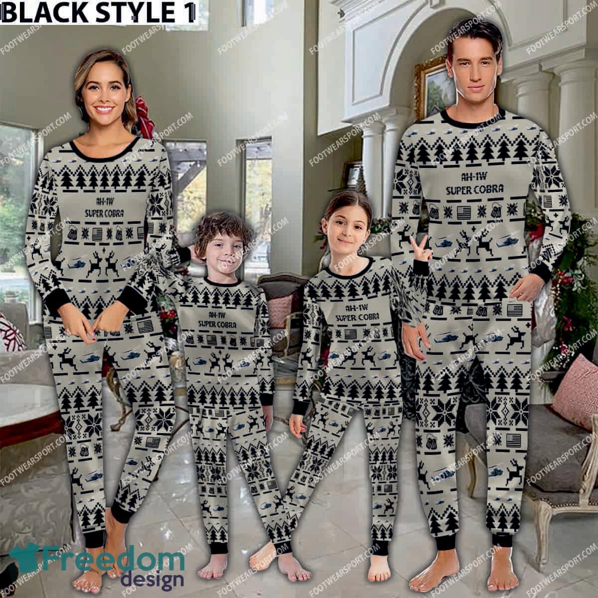 AH 1W Super Cobra AH1W Aircraft Ugly Christmas Family Pajamas Set Army Gift image AH-1W Super Cobra AH1W Aircraft Ugly Christmas Family Pajamas Set Army Gift - AH-1W Super Cobra AH1W Aircraft Pajamas Set Family Photo Black