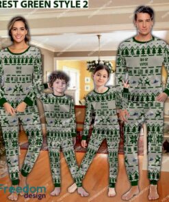 AH-1Z Viper AH1Z Aircraft Ugly Christmas Pajamas Set War Gift - AH-1Z Viper AH1Z Aircraft Pajamas Set Family Photo Green