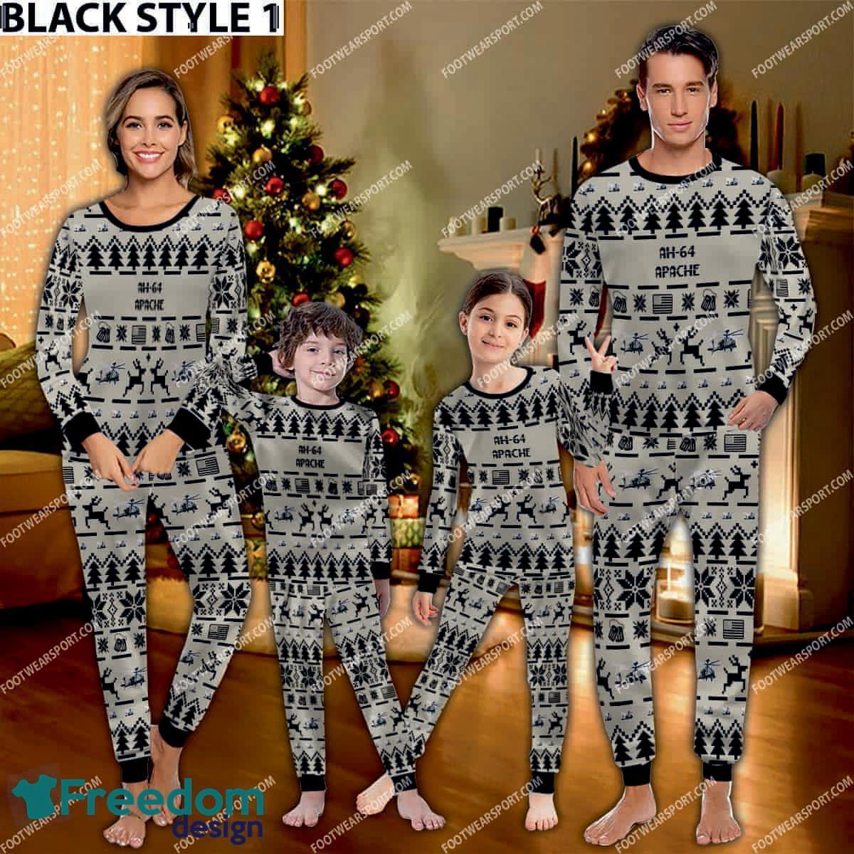 AH 64 Apache AH64 Aircraft Ugly Christmas Pajamas Set Men Women Children image AH-64 Apache AH64 Aircraft Ugly Christmas Pajamas Set Men Women Children - AH-64 Apache AH64 Aircraft Pajamas Set Family Photo Black