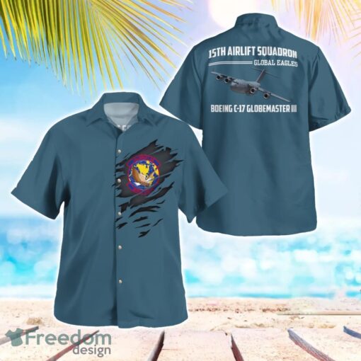 Air Force 15th Airlift Squadron Boeing C-17 Globemaster III Beach Shirt For Team Product Photo 1